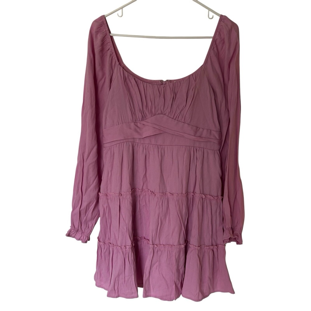 Altar'd State Dusty‎ Rose Ruffled Western Babydoll Dress Womens L Cottage Core